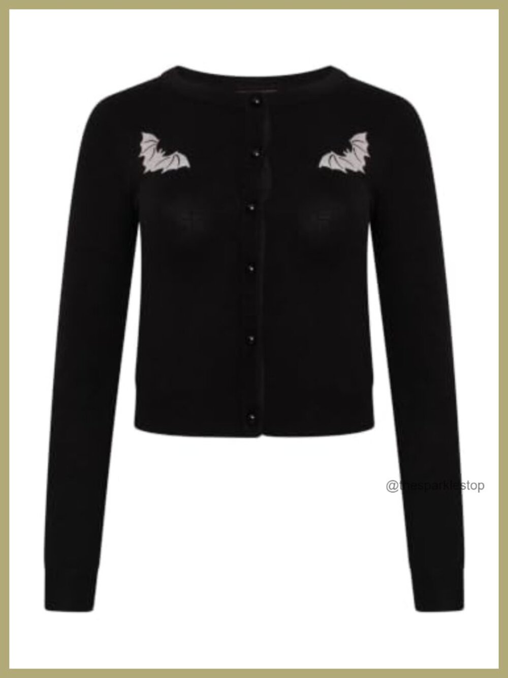 Gothic Bat Embroidered Knit Cardigan Long Sleeve Button Front